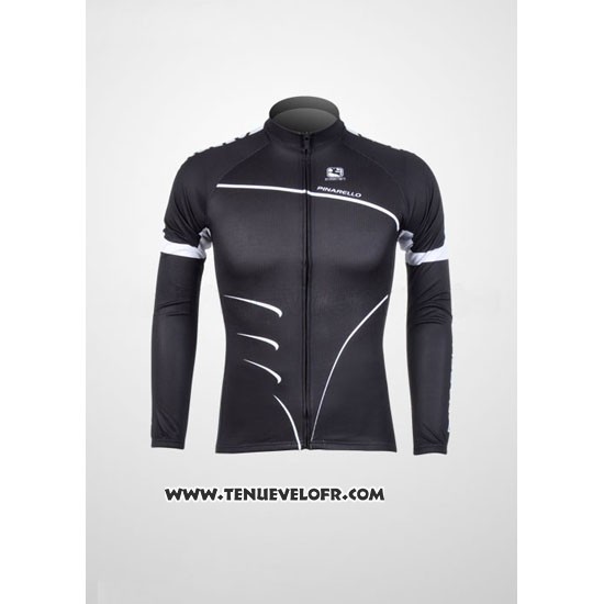 2012 Maillot Ciclismo Pinarello Noir et Blanc Manches Longues et Cuissard