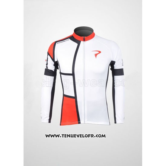 2012 Maillot Ciclismo Pinarello Rouge et Blanc Manches Longues et Cuissard