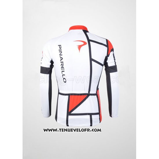 2012 Maillot Ciclismo Pinarello Rouge et Blanc Manches Longues et Cuissard
