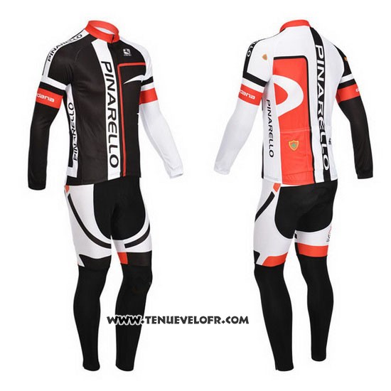 2013 Maillot Ciclismo Pinarello Noir et Rouge Manches Longues et Cuissard