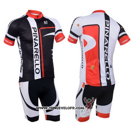 2013 Maillot Ciclismo Pinarello Rouge et Noir Manches Courtes et Cuissard