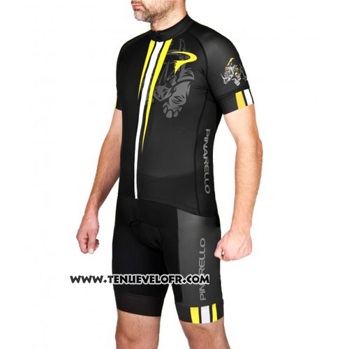 2016 Maillot Ciclismo Pinarello Jaune et Noir Manches Courtes et Cuissard