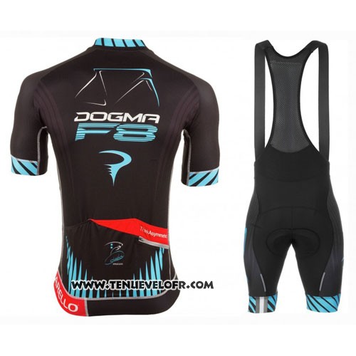 2016 Maillot Ciclismo Pinarello Noir et Bleu Manches Courtes et Cuissard