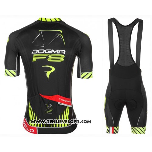 2016 Maillot Ciclismo Pinarello Noir et Jaune Manches Courtes et Cuissard