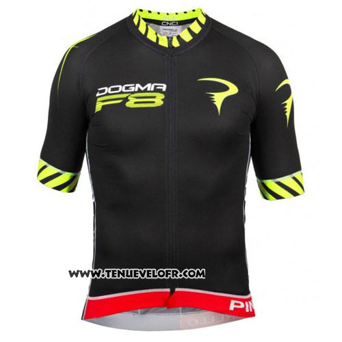 2016 Maillot Ciclismo Pinarello Noir et Jaune Manches Courtes et Cuissard