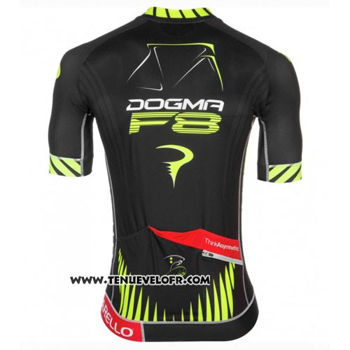 2016 Maillot Ciclismo Pinarello Noir et Jaune Manches Courtes et Cuissard