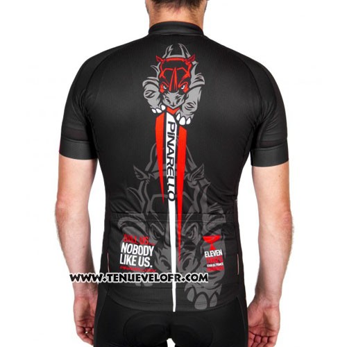 2016 Maillot Ciclismo Pinarello Rouge et Noir Manches Courtes et Cuissard