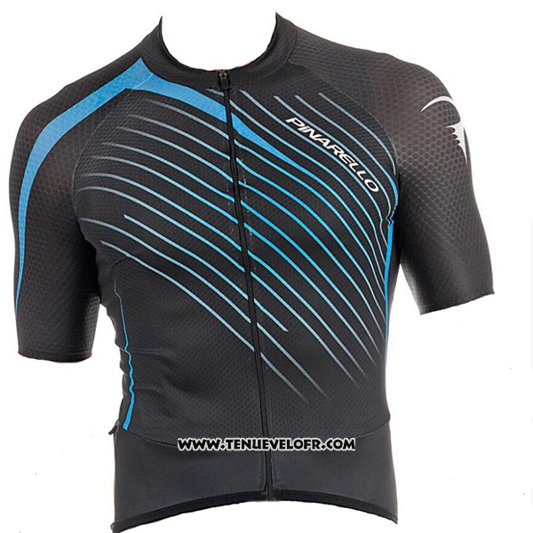 2017 Maillot Ciclismo Pinarello Bleu et Noir Manches Courtes et Cuissard