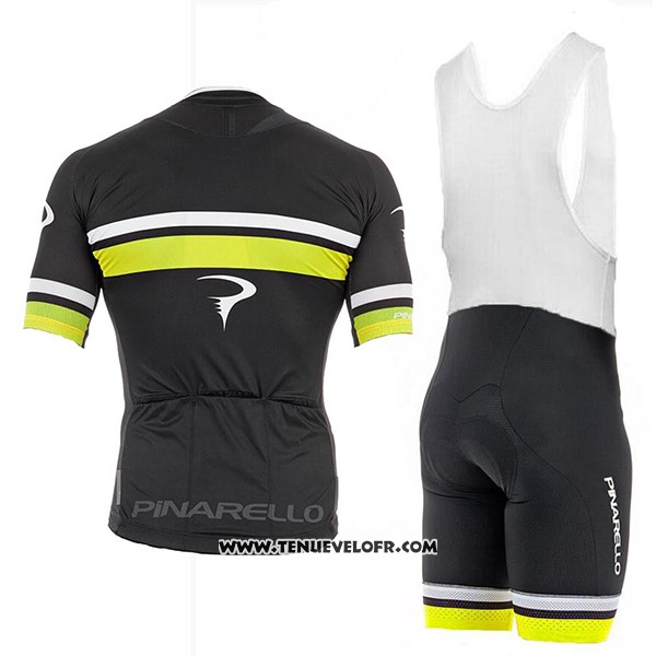 2017 Maillot Ciclismo Pinarello Noir et Jaune Manches Courtes et Cuissard