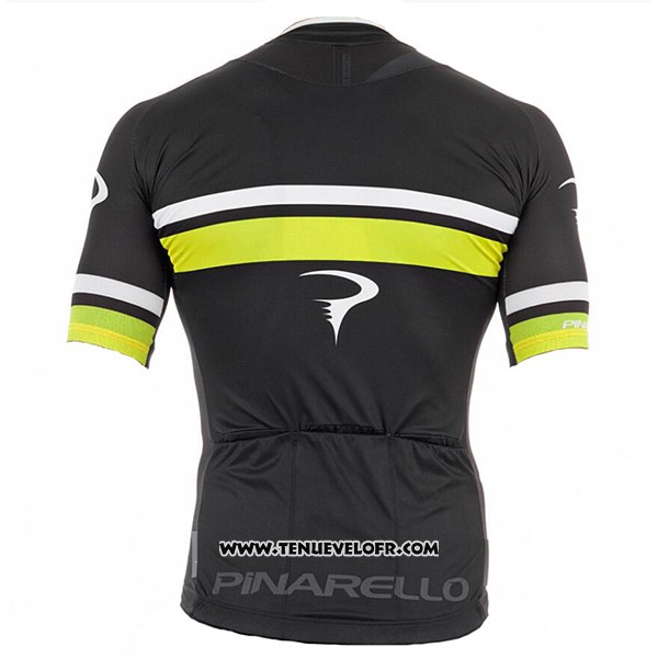 2017 Maillot Ciclismo Pinarello Noir et Jaune Manches Courtes et Cuissard
