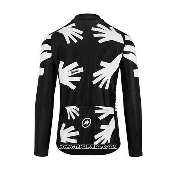 2020 Maillot Ciclismo Qhubeka Noir Blanc Manches Longues et Cuissard