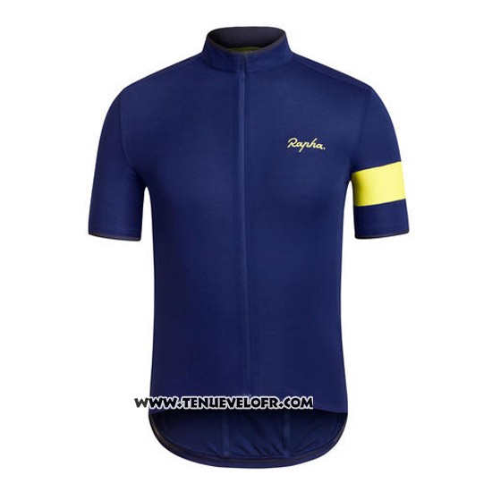2016 Maillot Ciclismo Rapha Bleu et Noir Manches Courtes et Cuissard
