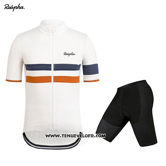 2019 Maillot Ciclismo Rapha Blanc Orange Manches Courtes et Cuissard