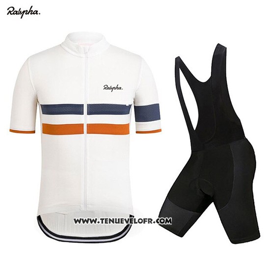 2019 Maillot Ciclismo Rapha Blanc Orange Manches Courtes et Cuissard