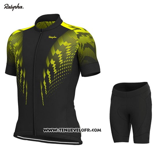 2019 Maillot Ciclismo Rapha Noir Jaune Manches Courtes et Cuissard