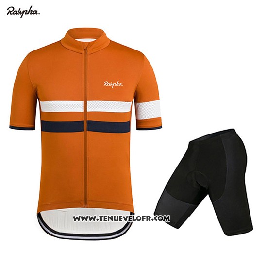 2019 Maillot Ciclismo Rapha Orange Blanc Manches Courtes et Cuissard