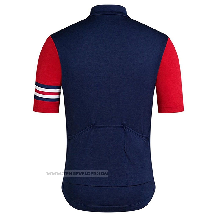 2021 Maillot Cyclisme Rapha Fonce Bleu Rouge Manches Courtes et Cuissard