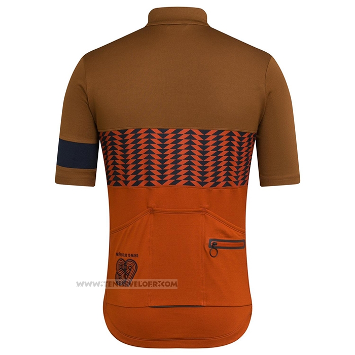 2021 Maillot Cyclisme Rapha Marron Orange Manches Courtes et Cuissard