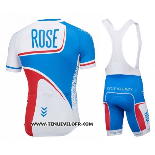 2016 Maillot Ciclismo Rose Blanc et Bleu Manches Courtes et Cuissard