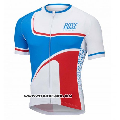 2016 Maillot Ciclismo Rose Blanc et Bleu Manches Courtes et Cuissard