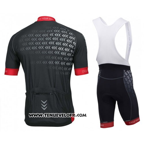 2016 Maillot Ciclismo Rose Noir et Rouge Manches Courtes et Cuissard