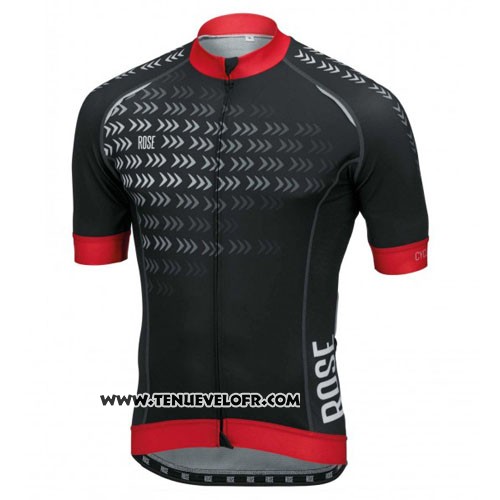 2016 Maillot Ciclismo Rose Noir et Rouge Manches Courtes et Cuissard