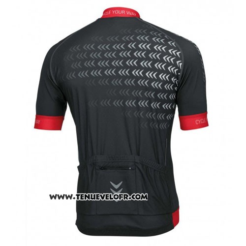 2016 Maillot Ciclismo Rose Noir et Rouge Manches Courtes et Cuissard