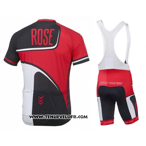 2016 Maillot Ciclismo Rose Rouge et Noir Manches Courtes et Cuissard