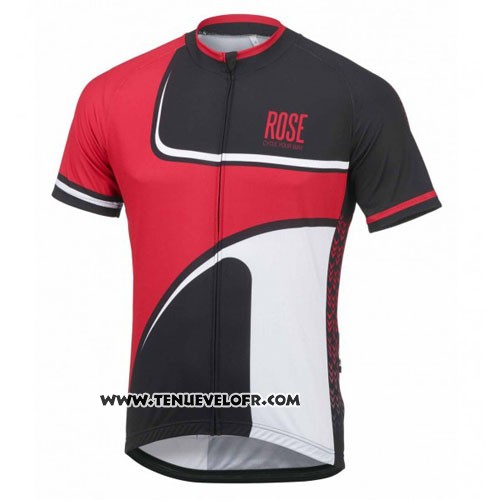 2016 Maillot Ciclismo Rose Rouge et Noir Manches Courtes et Cuissard