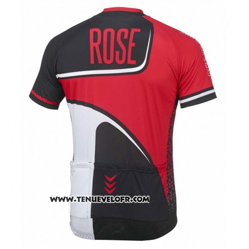 2016 Maillot Ciclismo Rose Rouge et Noir Manches Courtes et Cuissard