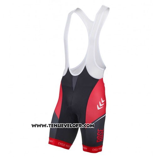 2016 Maillot Ciclismo Rose Rouge et Noir Manches Courtes et Cuissard