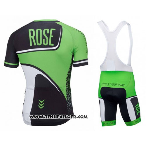 2016 Maillot Ciclismo Rose Vert et Noir Manches Courtes et Cuissard