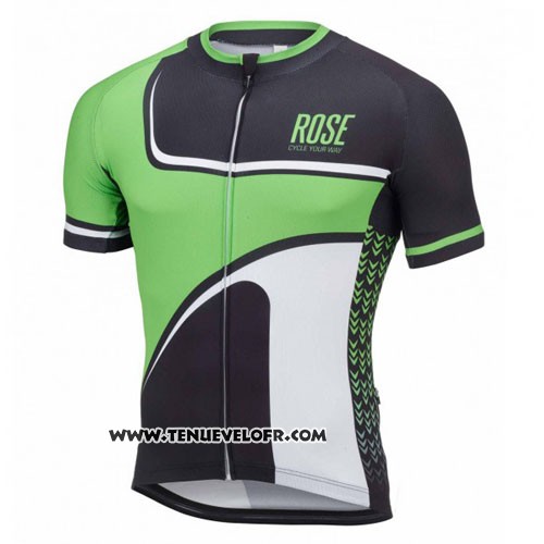 2016 Maillot Ciclismo Rose Vert et Noir Manches Courtes et Cuissard