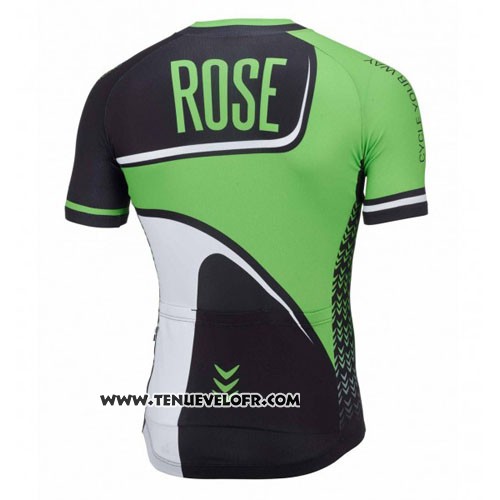 2016 Maillot Ciclismo Rose Vert et Noir Manches Courtes et Cuissard