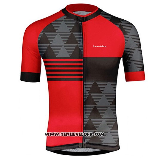 2019 Maillot Ciclismo Runchita Rouge Gris Manches Courtes et Cuissard