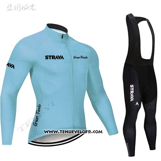 2019 Maillot Ciclismo STRAVA Azur Manches Longues et Cuissard