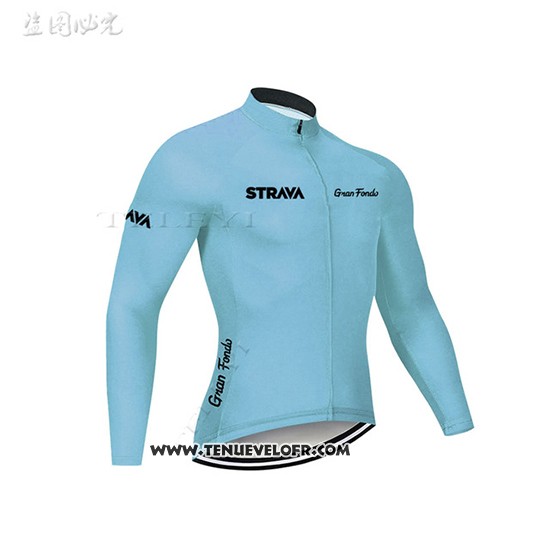 2019 Maillot Ciclismo STRAVA Azur Manches Longues et Cuissard