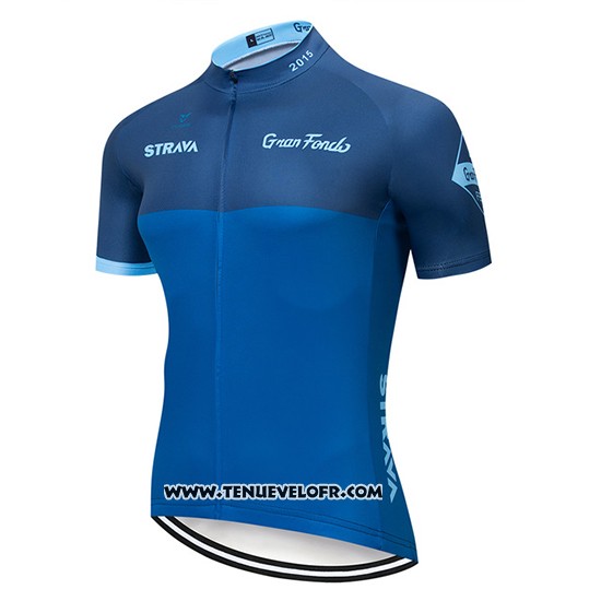 2019 Maillot Ciclismo STRAVA Bleu Manches Courtes et Cuissard