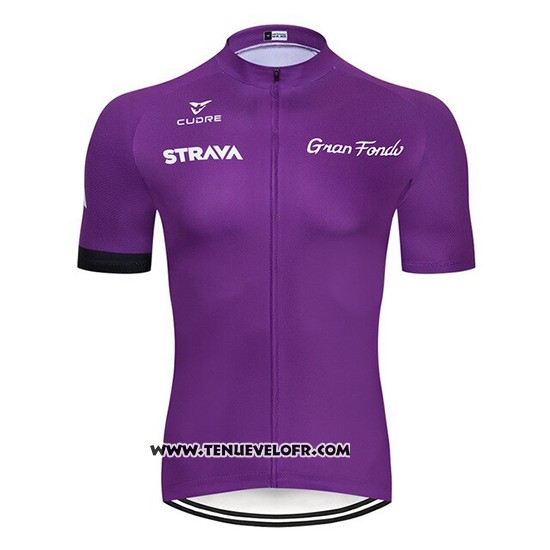 2019 Maillot Ciclismo STRAVA Fonce Violet Manches Courtes et Cuissard