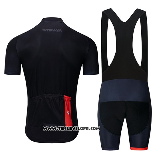 2019 Maillot Ciclismo STRAVA Noir Manches Courtes et Cuissard
