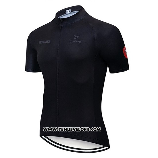 2019 Maillot Ciclismo STRAVA Noir Manches Courtes et Cuissard