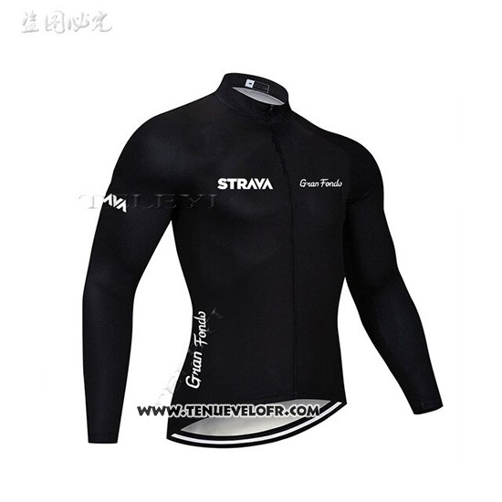 2019 Maillot Ciclismo STRAVA Noir Manches Longues et Cuissard