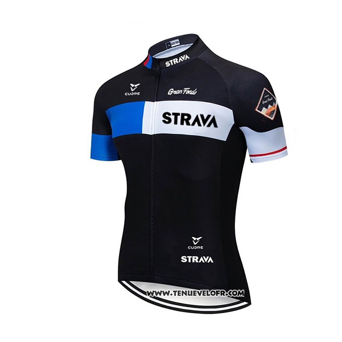 2020 Maillot Cyclisme STRAVA Noir Manches Courtes et Cuissard