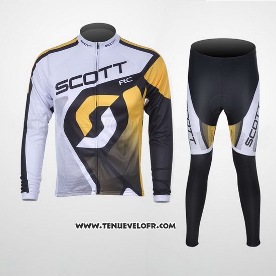 2012 Maillot Ciclismo Scott Blanc Manches Longues et Cuissard