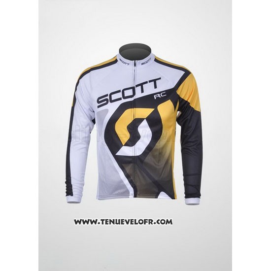 2012 Maillot Ciclismo Scott Blanc Manches Longues et Cuissard
