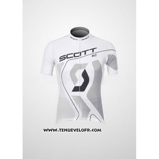 2012 Maillot Ciclismo Scott Blanc et Gris Manches Courtes et Cuissard