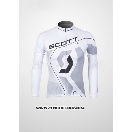 2012 Maillot Ciclismo Scott Blanc et Gris Manches Longues et Cuissard