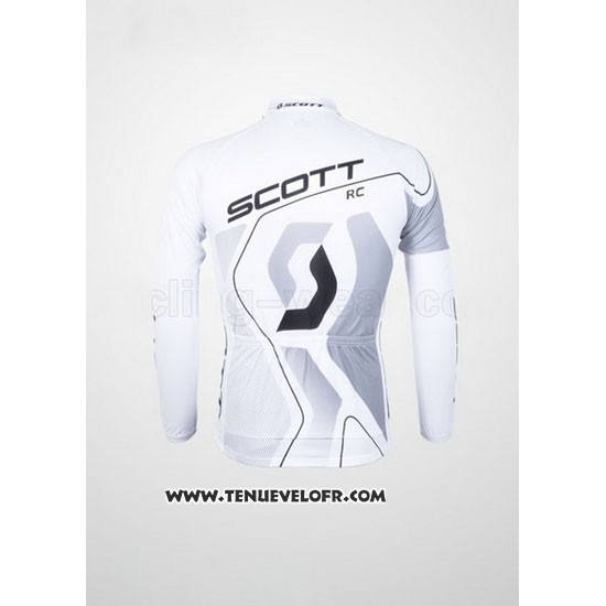 2012 Maillot Ciclismo Scott Blanc et Gris Manches Longues et Cuissard