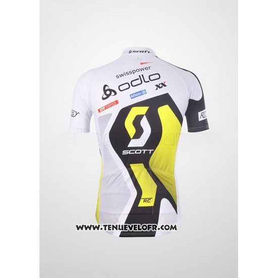 2012 Maillot Ciclismo Scott Blanc et Jaune Manches Courtes et Cuissard
