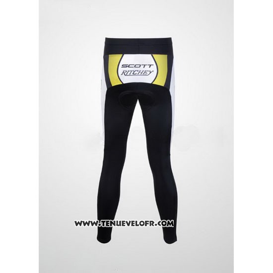 2012 Maillot Ciclismo Scott Blanc et Jaune Manches Longues et Cuissard